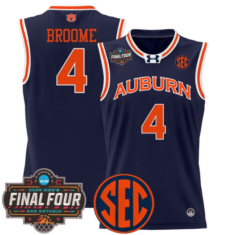 Men Auburn Tigers #4 Broome blue 2025 Final Four Patch Lightweight  NCAA Jersey->ncaa teams->NCAA Jersey